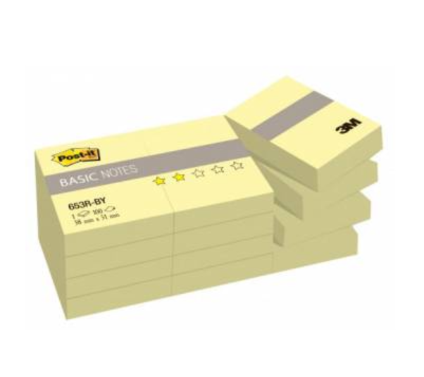 Самоклеящийся блок 3M Post-it Basic 653R-BY 7100033526 38х51 100 л. 1 цв.